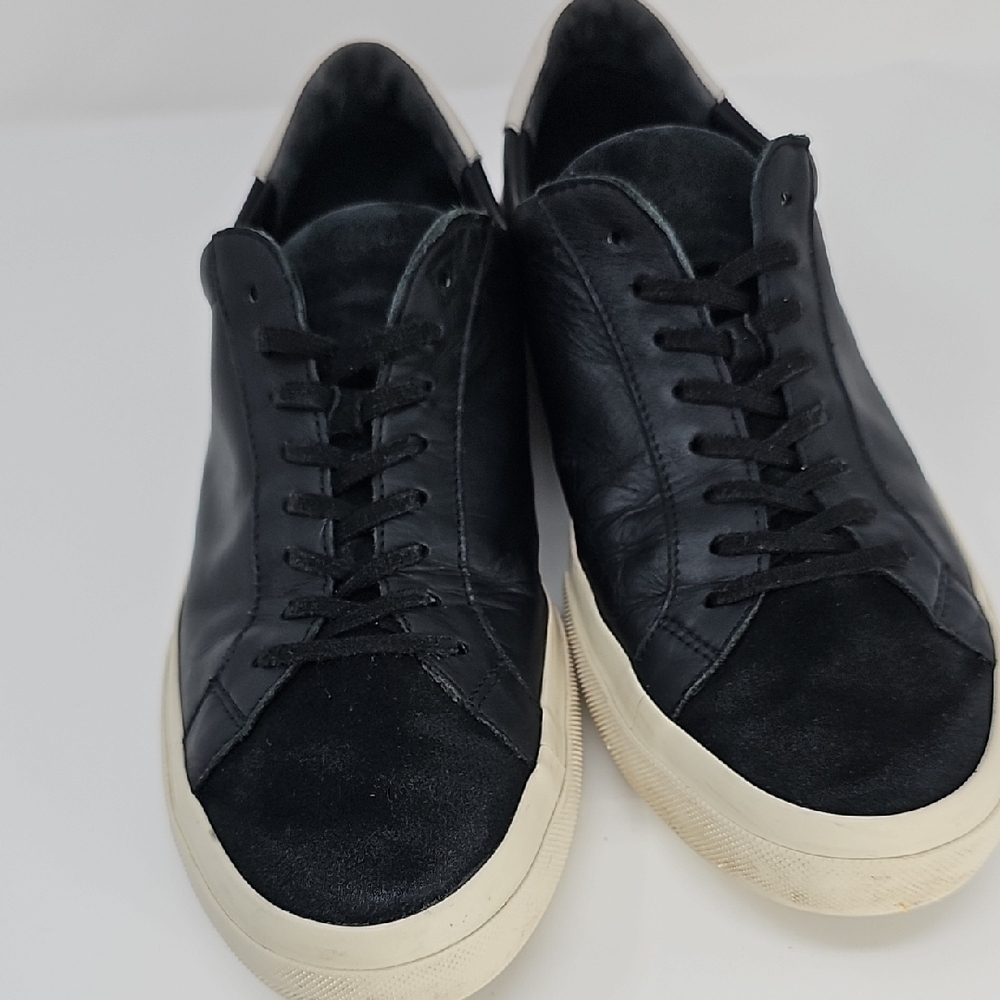 Vince Black Leather Sneakers with Cream Sole SIZE 10